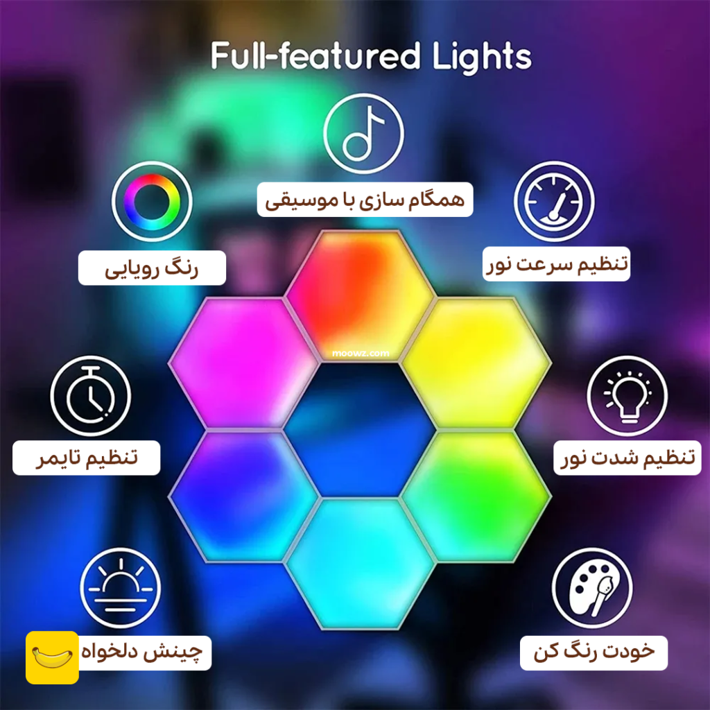 لامپ هوشمند RGB کندویی (شش ضلعی) 16 میلیون رنگ