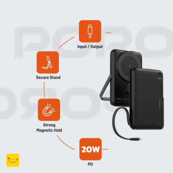 پاوربانک ۱۰000 به همراه مگ سیف پرودو مدل PD-PBFCH065