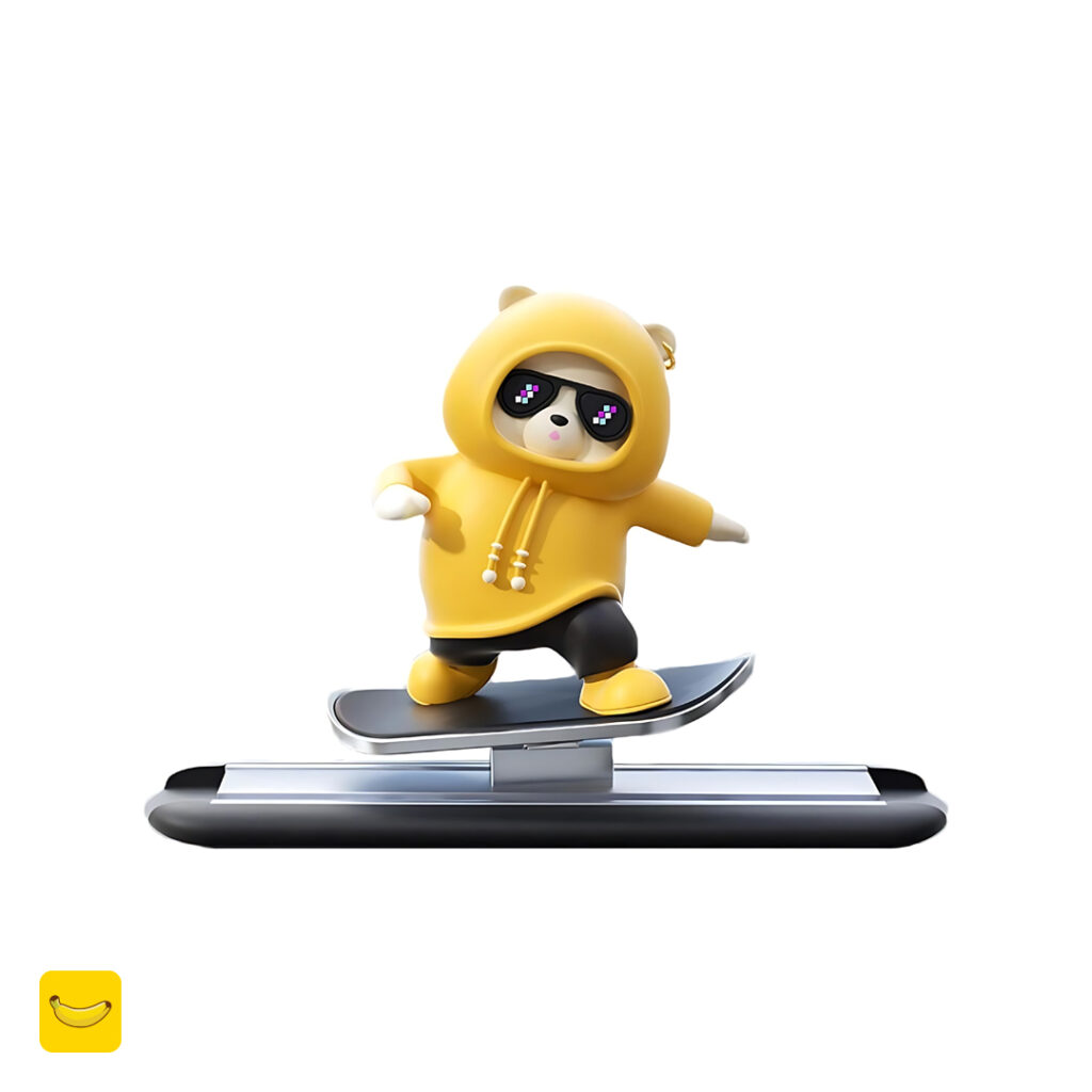 دکوری ماشین طرح خرس اسکیت سوار مدل 001